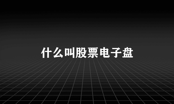 什么叫股票电子盘