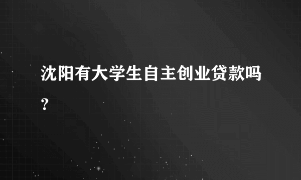 沈阳有大学生自主创业贷款吗？