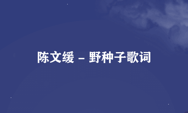 陈文缓 - 野种子歌词