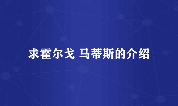 求霍尔戈 马蒂斯的介绍