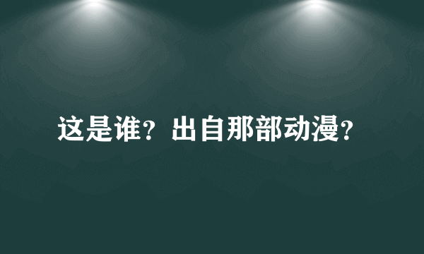 这是谁？出自那部动漫？