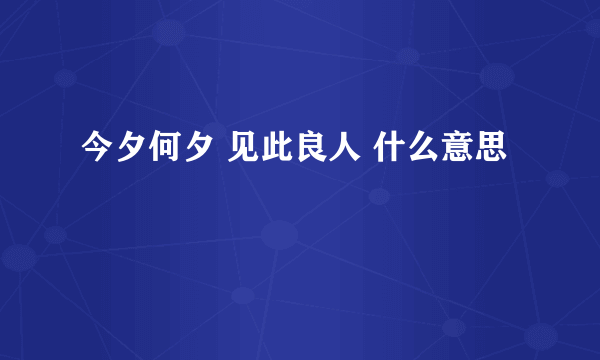 今夕何夕 见此良人 什么意思