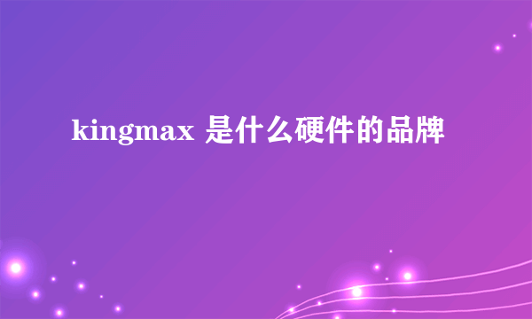 kingmax 是什么硬件的品牌