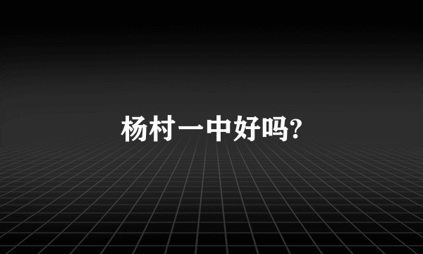 杨村一中好吗?