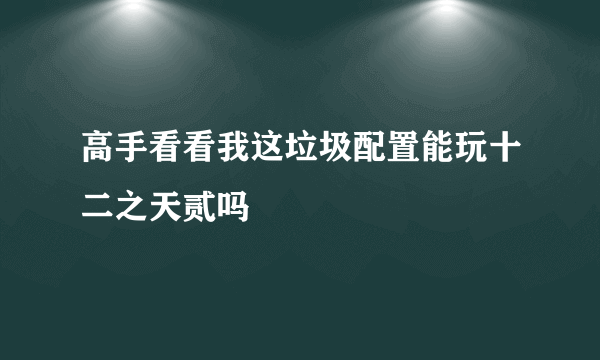 高手看看我这垃圾配置能玩十二之天贰吗