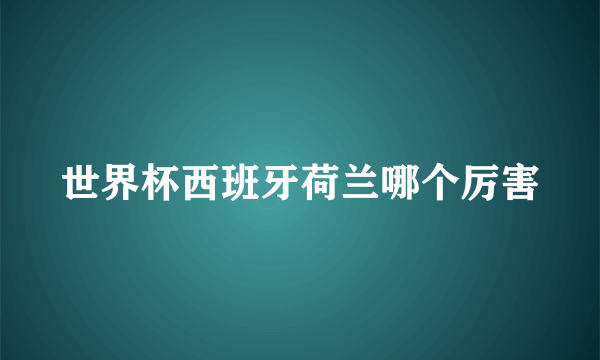 世界杯西班牙荷兰哪个厉害