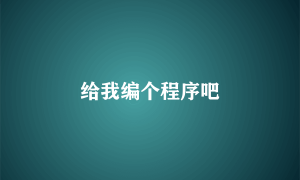 给我编个程序吧