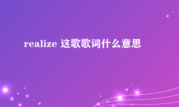 realize 这歌歌词什么意思
