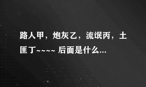路人甲，炮灰乙，流氓丙，土匪丁~~~~ 后面是什么啊啊啊，各路神人还能编么？