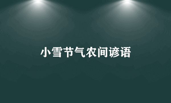 小雪节气农间谚语