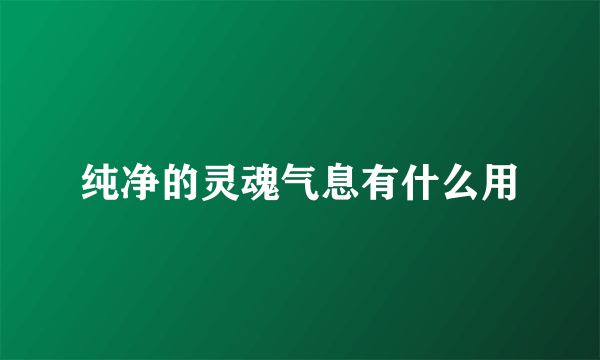纯净的灵魂气息有什么用