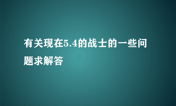 有关现在5.4的战士的一些问题求解答