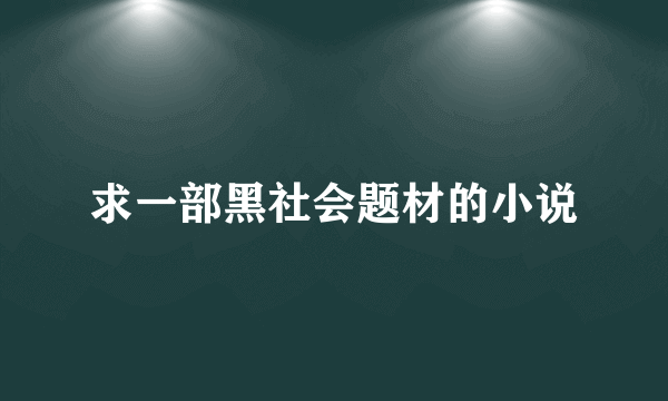 求一部黑社会题材的小说