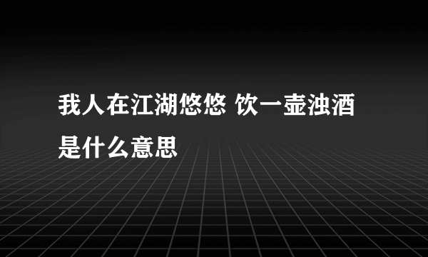 我人在江湖悠悠 饮一壶浊酒是什么意思