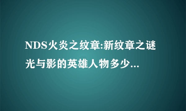 NDS火炎之纹章:新纹章之谜 光与影的英雄人物多少级专职比较好？