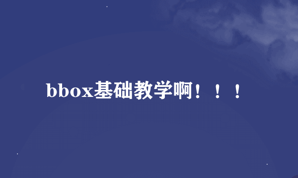 bbox基础教学啊！！！