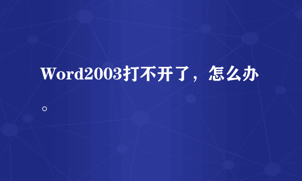 Word2003打不开了，怎么办。
