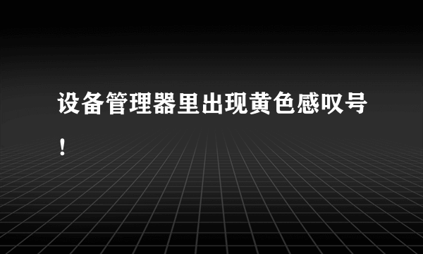 设备管理器里出现黄色感叹号！