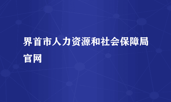 界首市人力资源和社会保障局官网