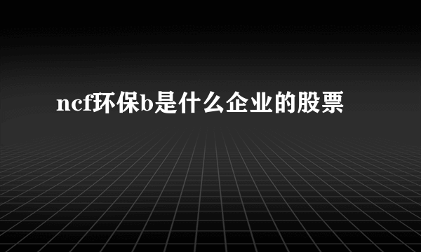 ncf环保b是什么企业的股票