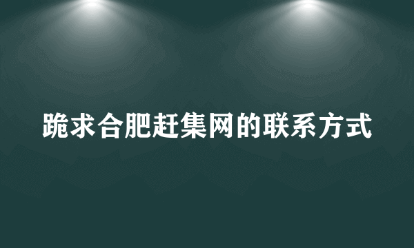 跪求合肥赶集网的联系方式