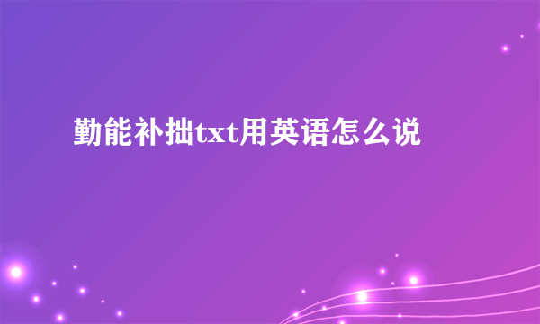 勤能补拙txt用英语怎么说
