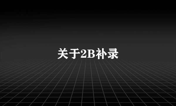 关于2B补录