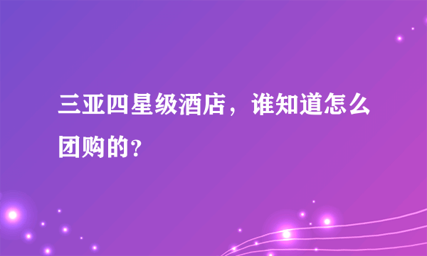 三亚四星级酒店，谁知道怎么团购的？