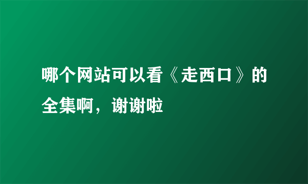 哪个网站可以看《走西口》的全集啊，谢谢啦