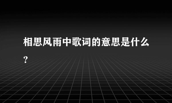 相思风雨中歌词的意思是什么？