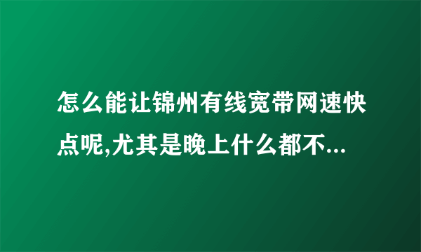怎么能让锦州有线宽带网速快点呢,尤其是晚上什么都不能干了...