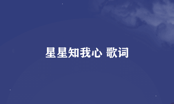 星星知我心 歌词