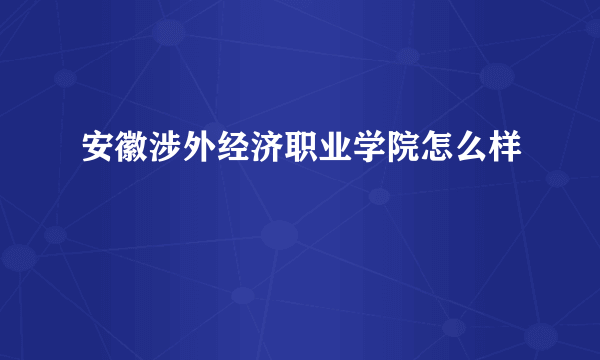 安徽涉外经济职业学院怎么样