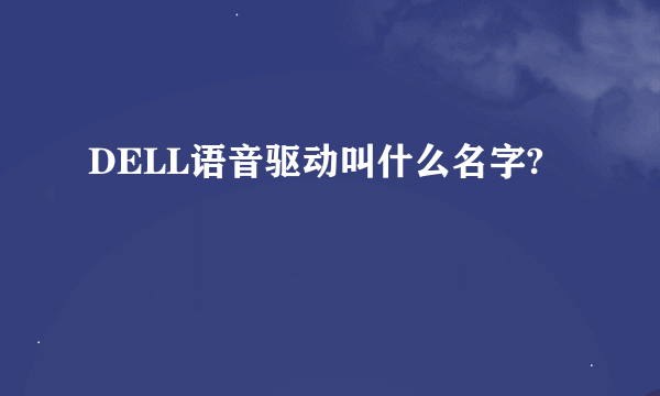 DELL语音驱动叫什么名字?