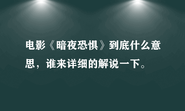 电影《暗夜恐惧》到底什么意思，谁来详细的解说一下。