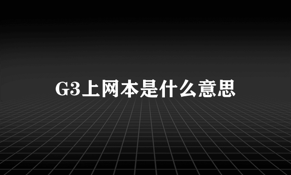 G3上网本是什么意思