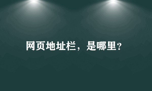 网页地址栏，是哪里？