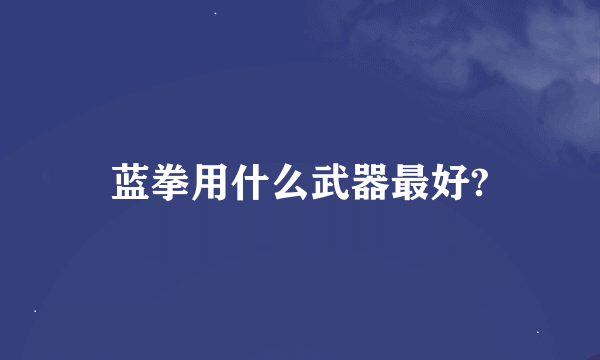蓝拳用什么武器最好?