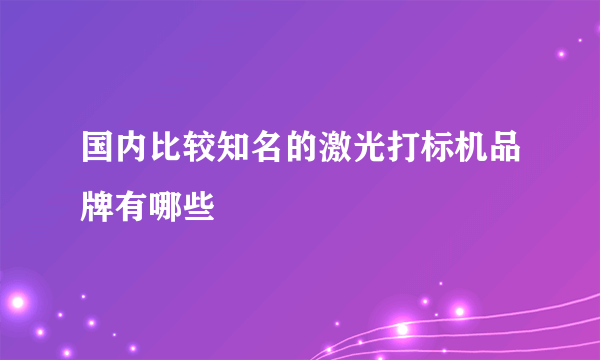 国内比较知名的激光打标机品牌有哪些