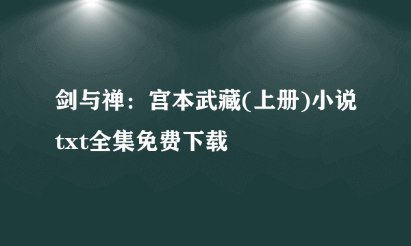 剑与禅：宫本武藏(上册)小说txt全集免费下载
