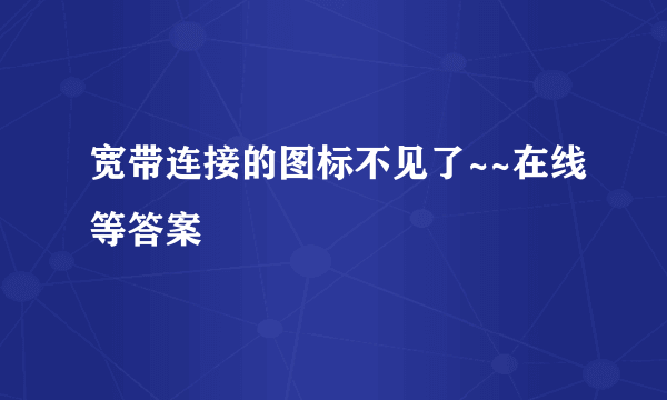 宽带连接的图标不见了~~在线等答案