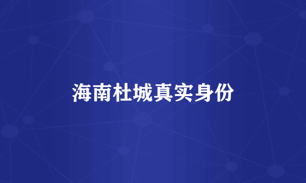 海南杜城真实身份