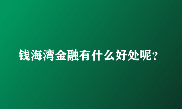 钱海湾金融有什么好处呢？