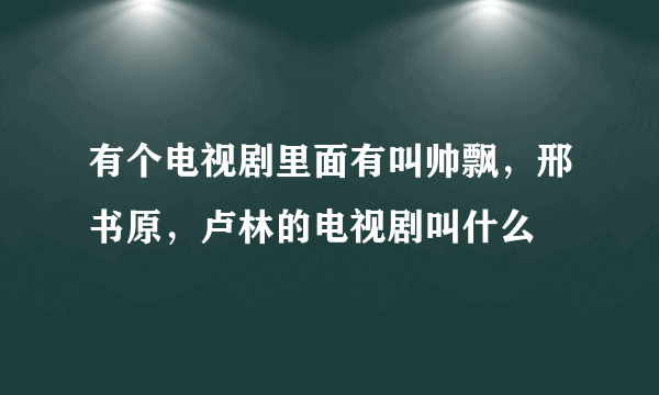 有个电视剧里面有叫帅飘，邢书原，卢林的电视剧叫什么