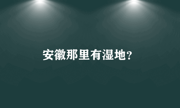 安徽那里有湿地？