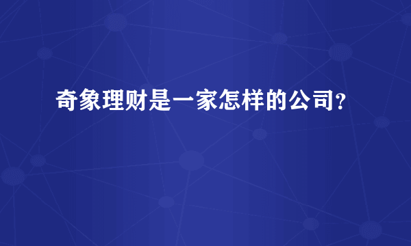 奇象理财是一家怎样的公司？