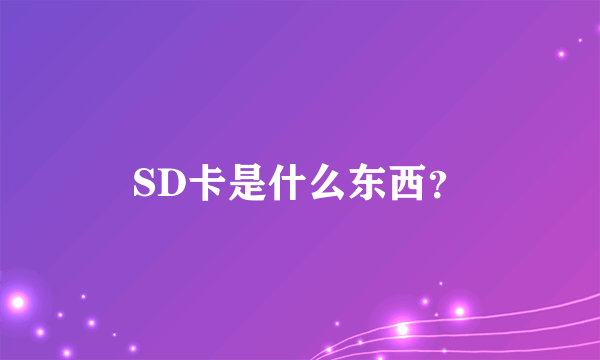 SD卡是什么东西？