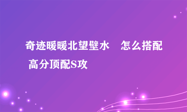 奇迹暖暖北望壁水貐怎么搭配 高分顶配S攻