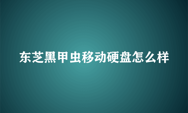 东芝黑甲虫移动硬盘怎么样