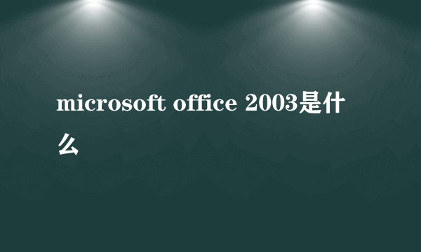 microsoft office 2003是什么